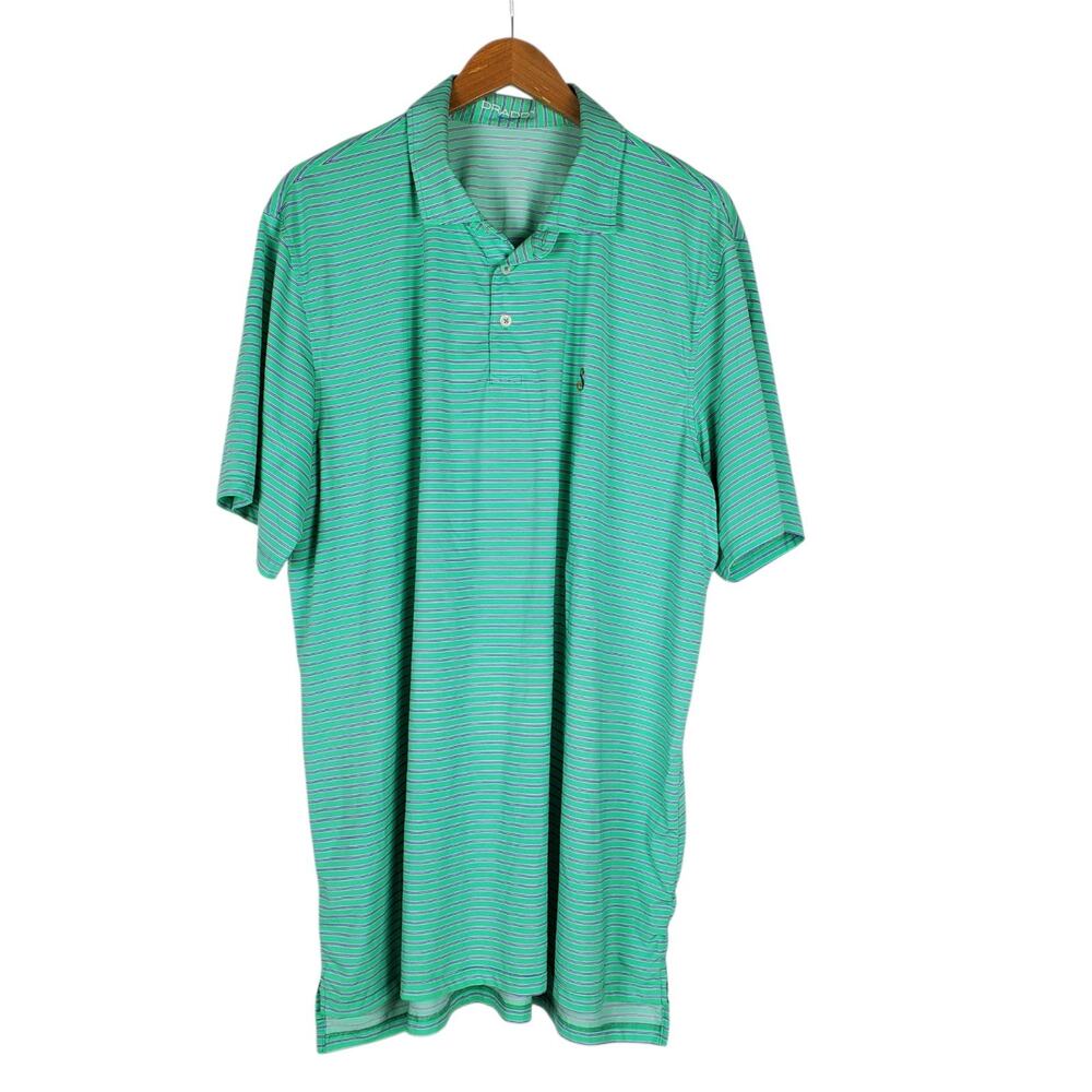 B Draddy Sport Golf Performance Polo Shirt XXL Striped Short Sleeve Streamsong